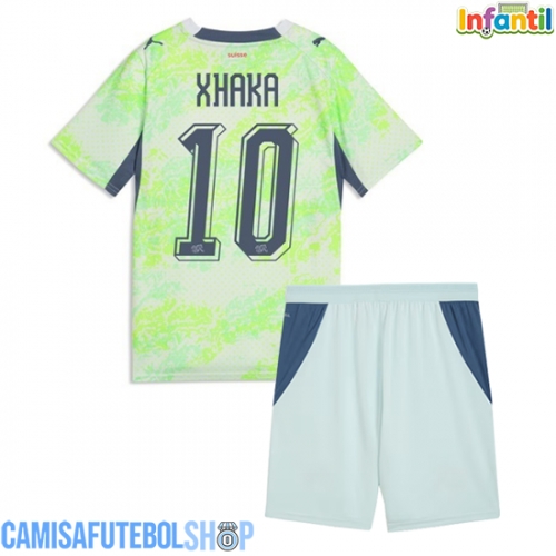 Camisa de time de futebol Suíça Granit Xhaka #10 Replicas 2º Equipamento Infantil Mundo 2026 Manga Curta (+ Calças curtas)
